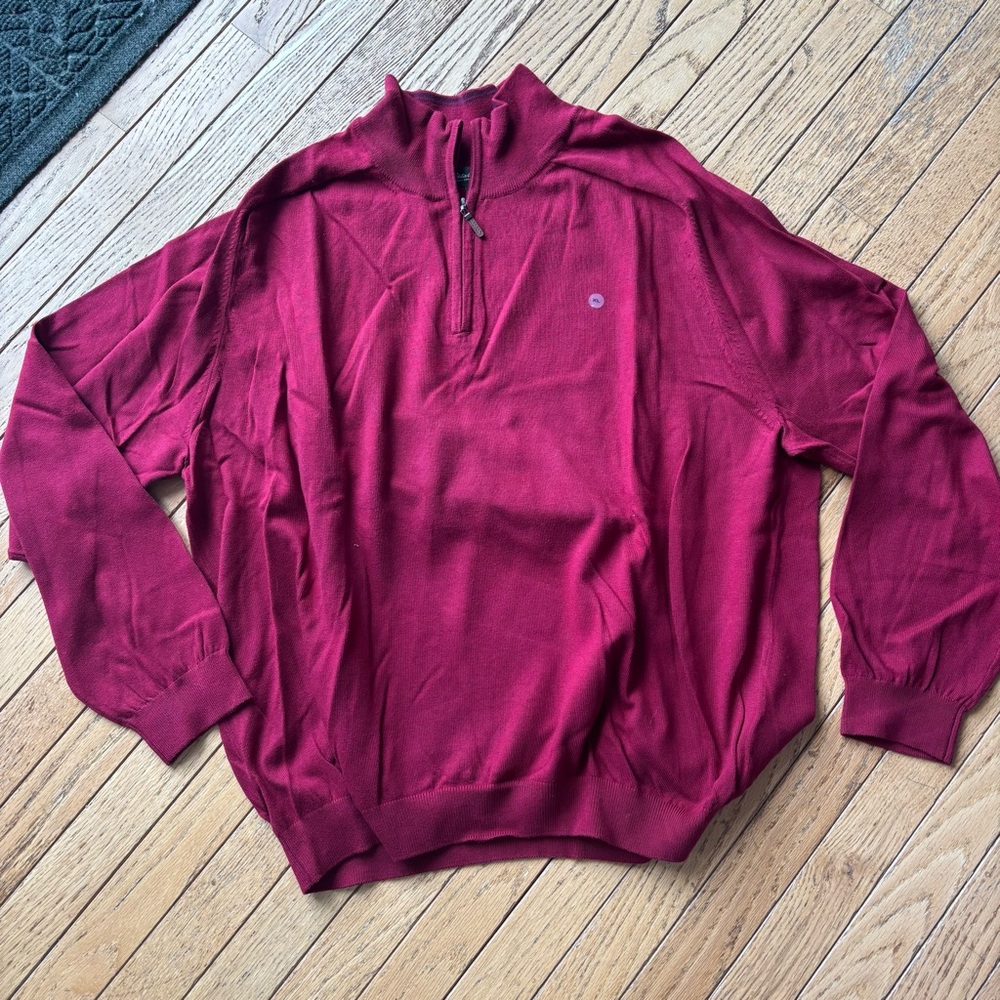 Men's Red Quarter Zip Sweater